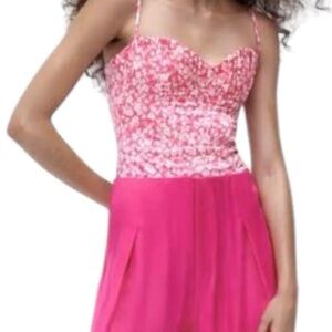 ZARA Floral Corset Bodysuit Pink & White thin streps sleeveless Sz X-Small